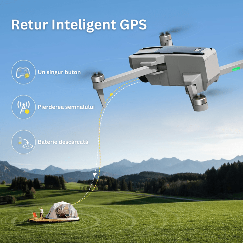 TV, Audio-Video si Foto - Camere de actiune si drone - Drone - Drona HS440G cu Telecomanda, Camera 4K, WiFi 5G, GPS, Retur Automat, EIS, Follow Me, Autonomie 24 min, USB, Geanta - Infinity.ro