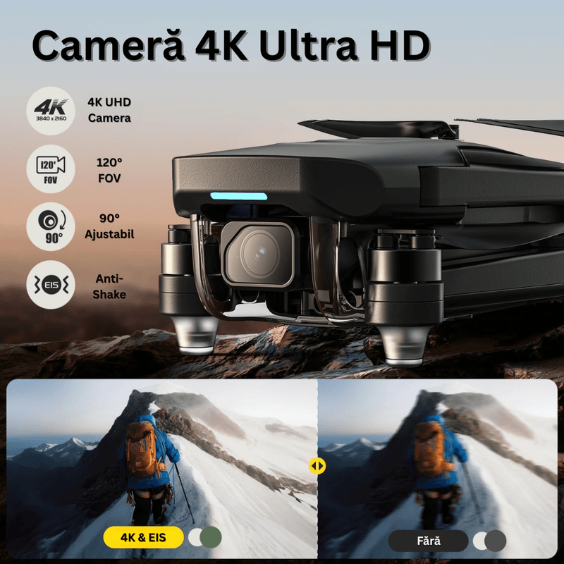 TV, Audio-Video si Foto - Camere de actiune si drone - Drone - Drona HS175G cu Telecomanda, Camera 4K UHD, Senzor Sony, WiFi 5G, GPS, EIS, Tap-Fly, 60 min, USB, Geanta, 2 Baterii - Infinity.ro