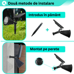 Casa si Gradina - Corpuri si surse de iluminat - Iluminat exterior - Lampi solare - Lampa Solara RGB de Exterior, cu Panou Solar Incorporat, 7 LED COB, Rezistenta la Apa IP65, Kit Montaj Inclus - Infinity.ro