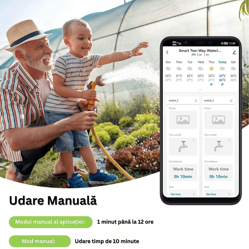 Casa si Gradina - Gradinarit si plante - Instalatii si accesorii pentru irigatii - Accesorii irigare - Programator WiFi Irigare, 2 Iesiri, 40 Programe, Control App, Rain Delay, Automat/Manual, IP55, Vocal, Alexa/Google - Infinity.ro