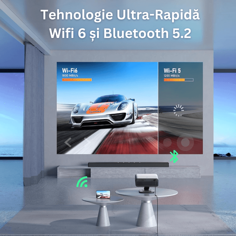 TV, Audio-Video si Foto - Videoproiectoare si accesorii - Videoproiectoare - Videoproiector 1080P Full HD, WiFi 6, Bluetooth 5.2, 28000 Lumeni, Audio Dolby, Focalizare Automata, Suporta 4K - Infinity.ro