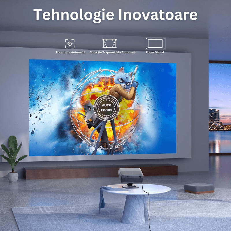TV, Audio-Video si Foto - Videoproiectoare si accesorii - Videoproiectoare - Videoproiector 1080P Full HD, WiFi 6, Bluetooth 5.2, 28000 Lumeni, Audio Dolby, Focalizare Automata, Suporta 4K - Infinity.ro