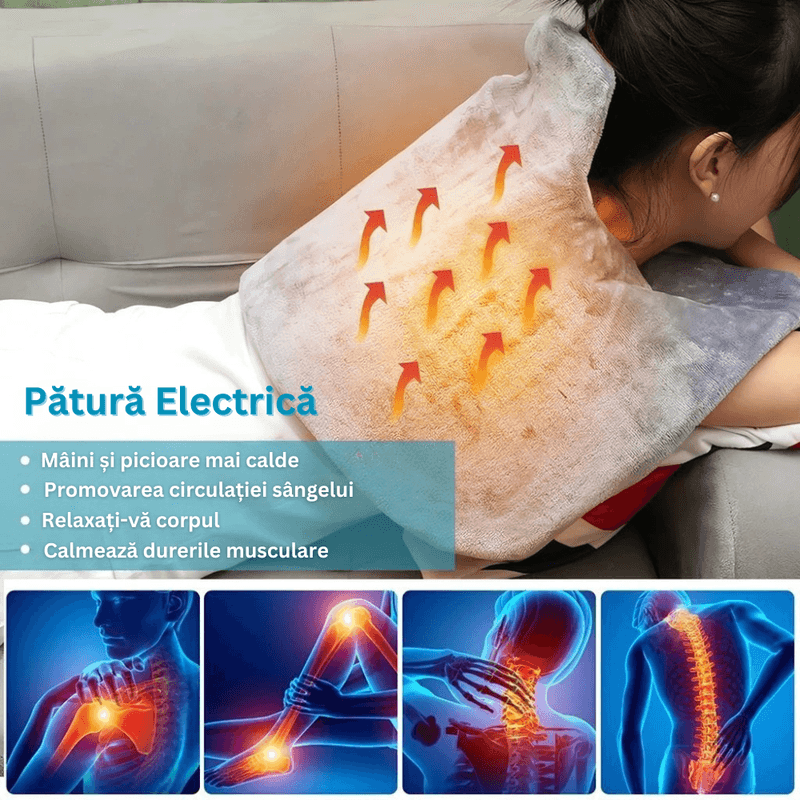 Casa si Gradina - Textile si covoare - Pături și cuverturi - Pături - Patura Electrica cu Incalzire, 3 Nivele de Temperatura, Control din Telecomanda, pentru Gat, Umeri, Spate - Infinity.ro