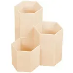 Ingrijire personala si Cosmetice - Machiaj - Aplicatoare si pensule machiaj - Suport pensule machiaj, 3 compartimente, din plastic, Gonga® Crem - Infinity.ro