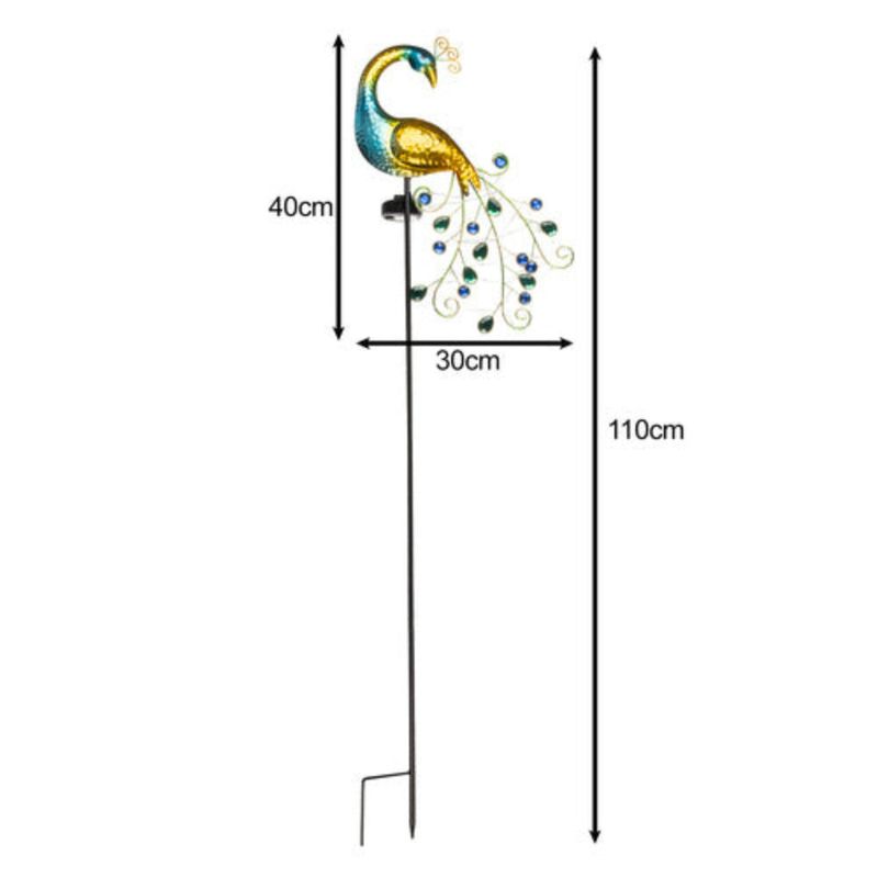 Casa si Gradina - Corpuri si surse de iluminat - Iluminat exterior - Lampi solare - Lampa Solara Exterior, LED RGB, Panou Solar 180° Mobil, Decor Paun cu Tarus, Gradina/Curte, Senzor Amurg, IP44 - Infinity.ro