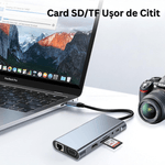 PC, gaming si accesorii - Retelistica - Hub-uri - Hub USB-C 11 in 1, 4x USB-A, HDMI 4K, VGA, RJ45, USB-C, PD 87W, Jack Audio, SD/MicroSD, Docking Station Laptop - Infinity.ro