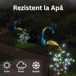 Casa si Gradina - Corpuri si surse de iluminat - Iluminat exterior - Lampi solare - Lampa Solara Exterior, LED RGB, Panou Solar 180° Mobil, Decor Paun cu Tarus, Gradina/Curte, Senzor Amurg, IP44 - Infinity.ro