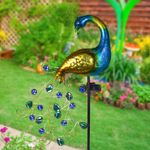 Casa si Gradina - Corpuri si surse de iluminat - Iluminat exterior - Lampi solare - Lampa Solara Exterior, LED RGB, Panou Solar 180° Mobil, Decor Paun cu Tarus, Gradina/Curte, Senzor Amurg, IP44 - Infinity.ro