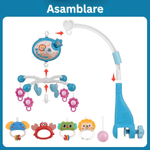 Jucarii, Copii si Bebe - Jucarii si jocuri - Jucarii bebelusi - Carusel patut - Carusel Muzical Patut Bebelusi, Telecomanda, Proiector Lumini, 4 Jucarii, Rotire 360°, 40 Melodii, Timer, Volum Reglabil - Infinity.ro