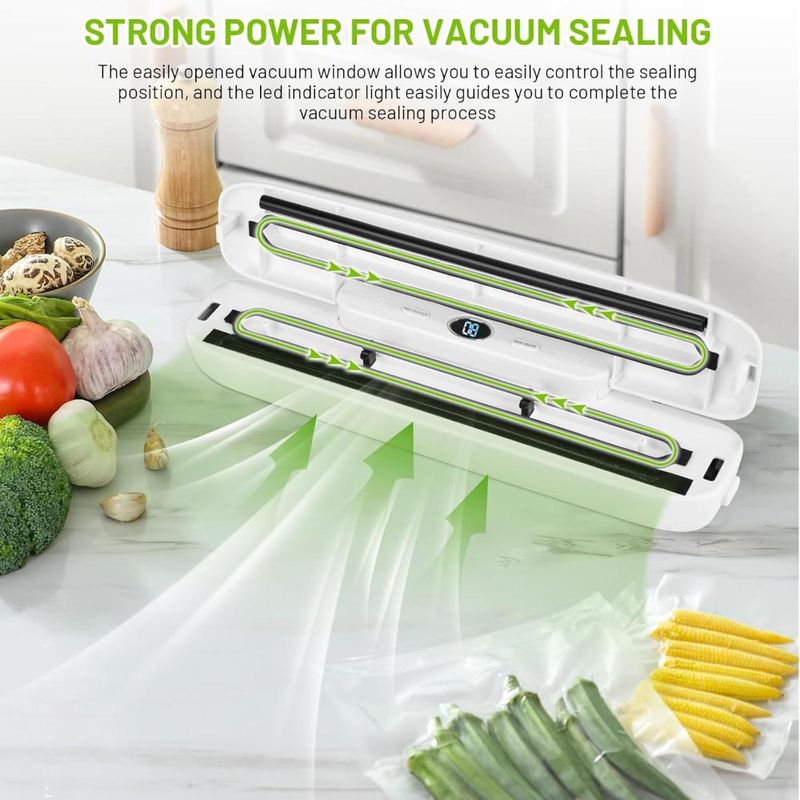 Electronice si Electrocasnice - Electrocasnice bucatarie - Mixere, tocatoare & roboti de bucatarie - Aparate de vidat - Aparat de Vidat si Sigilat Alimente Umede/Uscate, Afisaj Digital Secunde Ramase, Oprire Automata, 10 Pungi Incluse - Infinity.ro