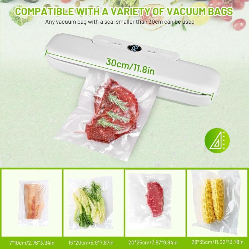 Electronice si Electrocasnice - Electrocasnice bucatarie - Mixere, tocatoare & roboti de bucatarie - Aparate de vidat - Aparat de Vidat si Sigilat Alimente Umede/Uscate, Afisaj Digital Secunde Ramase, Oprire Automata, 10 Pungi Incluse - Infinity.ro