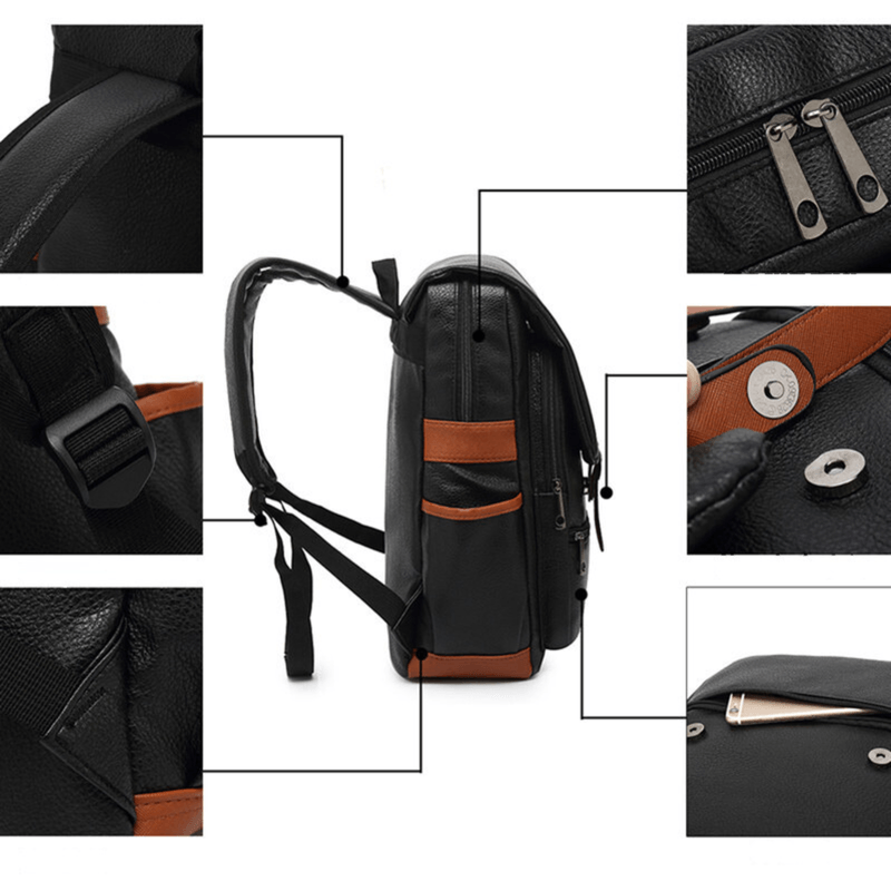 Fashion, accesorii si bijuterii - Barbati - Accesorii barbati - Genti si rucsacuri barbati - Rucsac multifunctional Versatyx®, Exterior PU, Capacitate laptop 15.6", Buzunare multiple, Birou & Laptop & Calatorii - Infinity.ro
