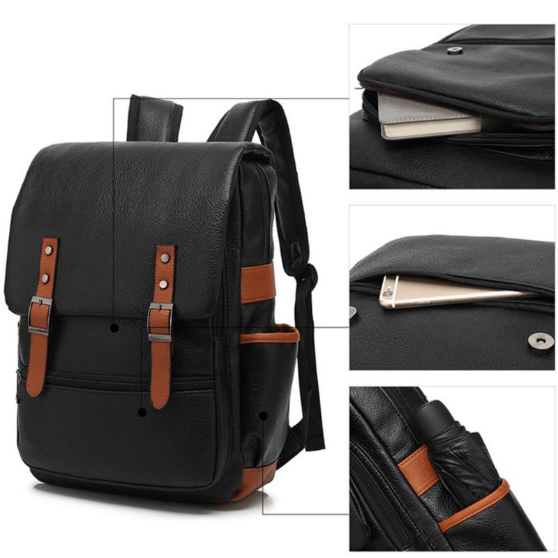 Fashion, accesorii si bijuterii - Barbati - Accesorii barbati - Genti si rucsacuri barbati - Rucsac multifunctional Versatyx®, Exterior PU, Capacitate laptop 15.6", Buzunare multiple, Birou & Laptop & Calatorii - Infinity.ro