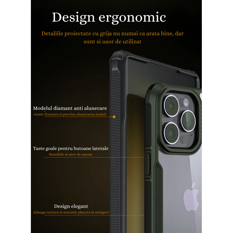 Laptop, Telefoane si Tablete - Telefoane mobile si accesorii - Accesorii Telefoane - Huse telefoane - Husa de Protectie, Compatibila Apple iPhone 15, Anti-Soc si Anti-Alunecare, Design Anti-Amprente, Versatyx - Negru - Infinity.ro