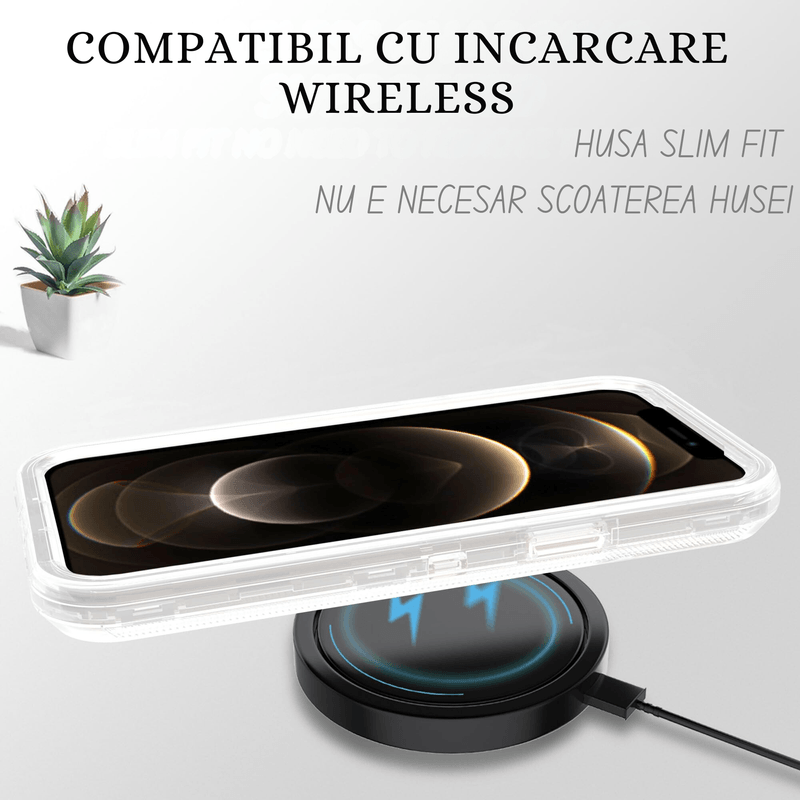 Laptop, Telefoane si Tablete - Telefoane mobile si accesorii - Accesorii Telefoane - Huse telefoane - Husa de Protectie, Compatibila Apple iPhone 15, 3 Piese in 1, Antisoc si Antialunecare, Uz Intens, Transparenta - Infinity.ro