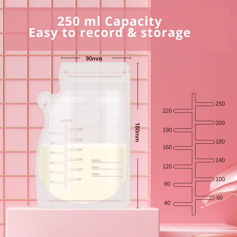 Jucarii, Copii si Bebe - Maternitate - Accesorii alaptare - Pungi de depozitare a laptelui matern, Set 100 buc., 250 ml, Pre-sterilizate igienic, Pentru congelare si refrigerare - Infinity.ro