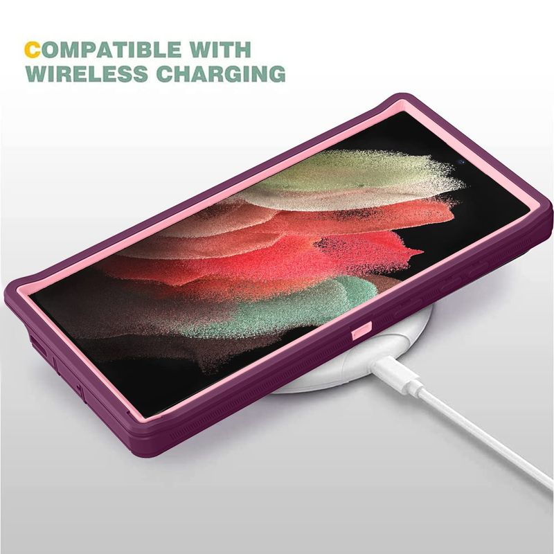 Laptop, Telefoane si Tablete - Telefoane mobile si accesorii - Accesorii Telefoane - Huse telefoane - Husa de Protectie, Compatibila Samsung Galaxy S24, Protectie 3 in 1, Antisoc si Antialunecare, Uz Intens, Mov - Infinity.ro