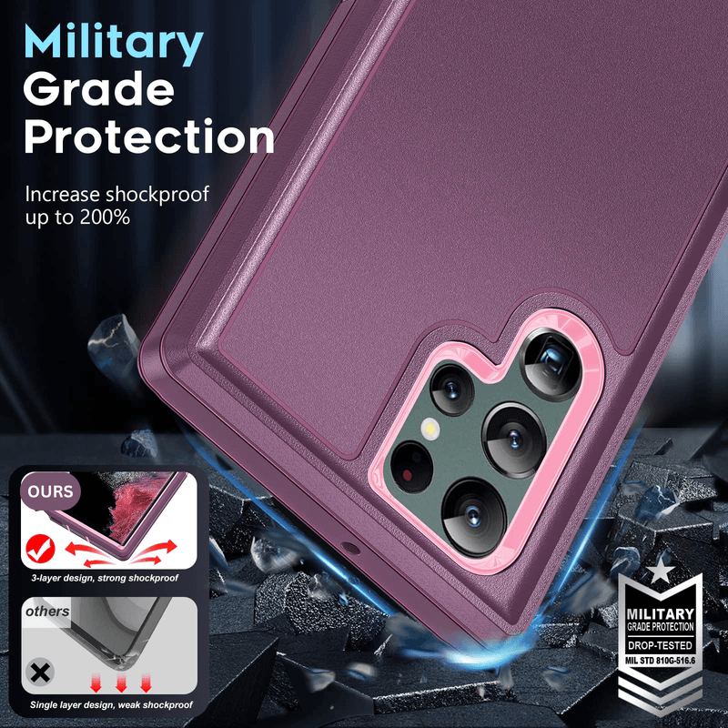 Laptop, Telefoane si Tablete - Telefoane mobile si accesorii - Accesorii Telefoane - Huse telefoane - Husa de Protectie, Compatibila Samsung Galaxy S24, Protectie 3 in 1, Antisoc si Antialunecare, Uz Intens, Mov - Infinity.ro