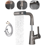 Casa si Gradina - Sanitare - Lavoar baie si accesorii - Baterii sanitare - Baterie chiuveta bucatarie, Otel inoxidabil, Cartus ceramic, Pipa cu dus extractibil, Rotatie 360°, 3 Moduri curgere - Infinity.ro