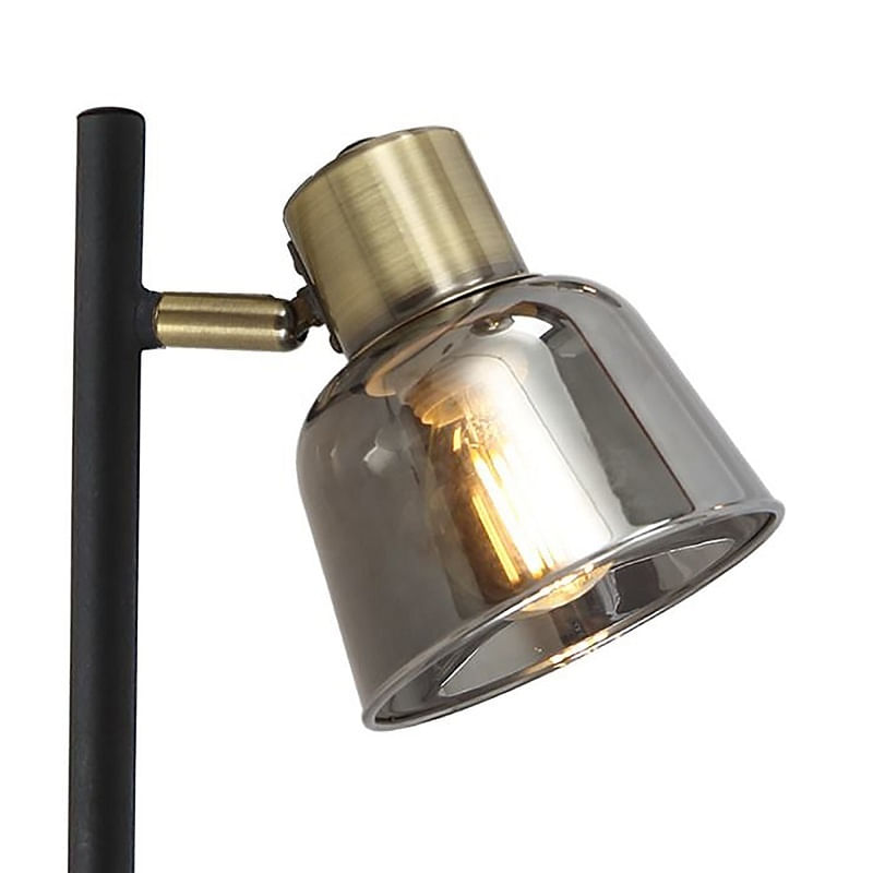 Casa si Gradina - Corpuri si surse de iluminat - Veioze si lampi - Lampadare - Lampadar Smoky PT3 cu Intrerupator, 3xE14, Negru + Alama, IP20, Klausen - Infinity.ro
