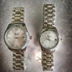 Fashion, accesorii si bijuterii - Barbati - Bijuterii barbati - Ceasuri barbati - Set de ceasuri pentru cuplu display analog mecanism quartz curea argintie - Infinity.ro