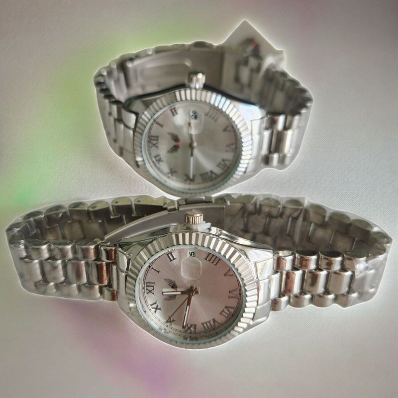 Fashion, accesorii si bijuterii - Barbati - Bijuterii barbati - Ceasuri barbati - Set de ceasuri pentru cuplu display analog mecanism quartz curea argintie - Infinity.ro