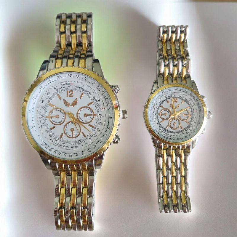 Fashion, accesorii si bijuterii - Barbati - Bijuterii barbati - Ceasuri barbati - Set de ceasuri pentru cuplu analog quartz auriu-argintiu - Infinity.ro