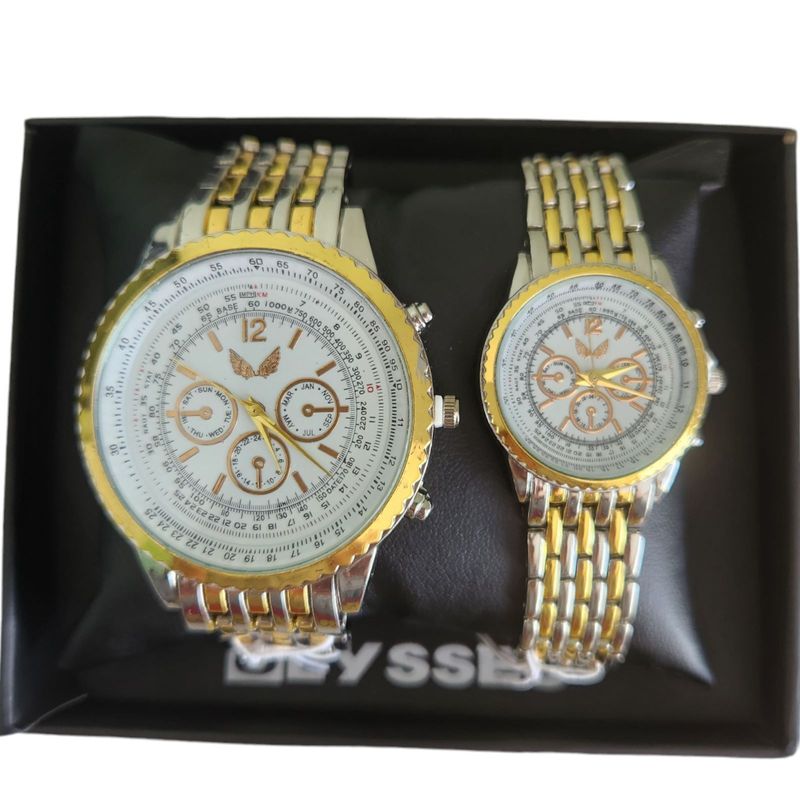 Fashion, accesorii si bijuterii - Barbati - Bijuterii barbati - Ceasuri barbati - Set de ceasuri pentru cuplu analog quartz auriu-argintiu - Infinity.ro