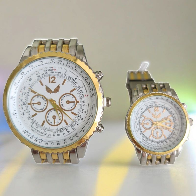 Fashion, accesorii si bijuterii - Barbati - Bijuterii barbati - Ceasuri barbati - Set de ceasuri pentru cuplu analog quartz auriu-argintiu - Infinity.ro