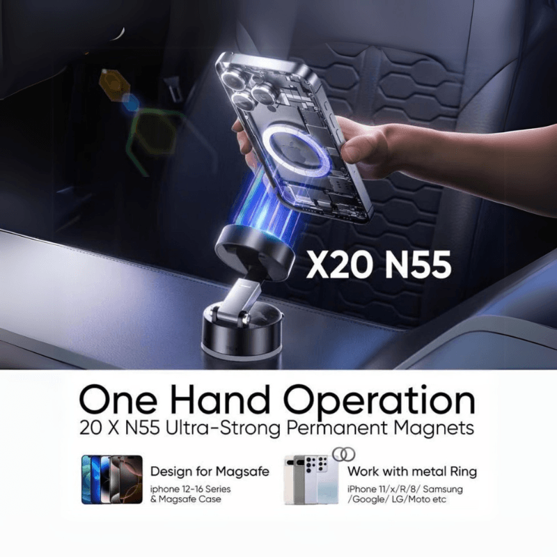 Laptop, Telefoane si Tablete - Telefoane mobile si accesorii - Accesorii Telefoane - Suport si docking telefoane - Suport de telefon Pliabil 360° KASEVY cu Aspiratie Puternica si Tehnologie Magsafe pentru Telefon, Universal - Infinity.ro