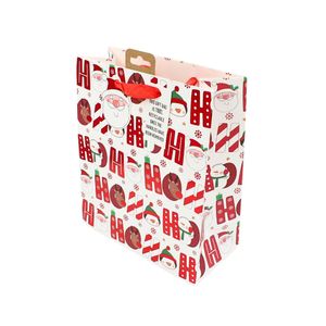 Punga de cadou, din hartie, colectia Clairefontaine de la Eurowrap, 33x26,5 cm, burduf de 14 cm, Ho ho ho