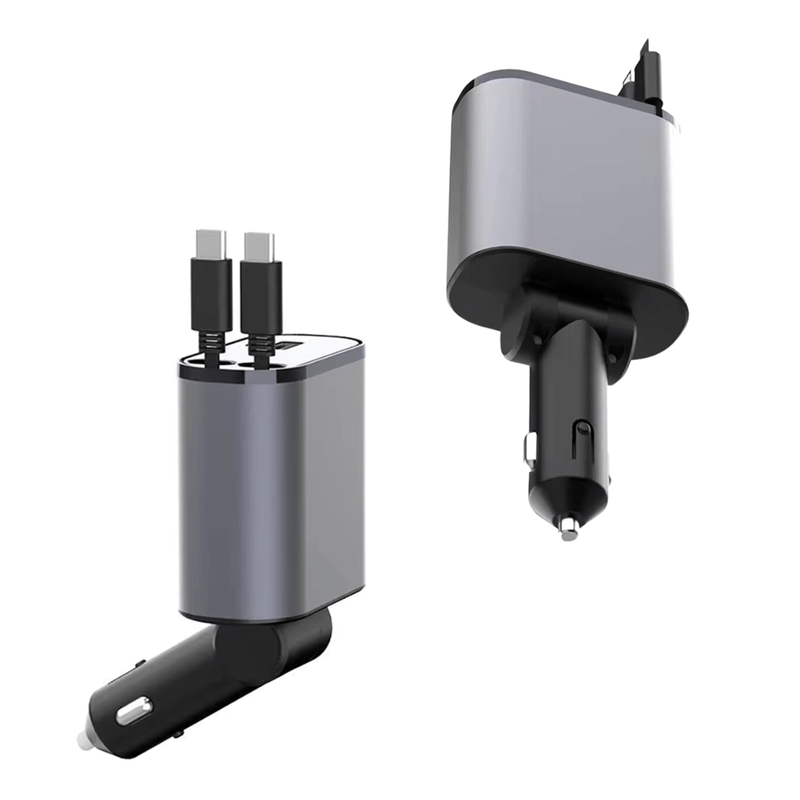 Laptop, Telefoane si Tablete - Telefoane mobile si accesorii - Accesorii Telefoane - Incarcatoare telefoane - Incarcator Auto 4 in 1 Multifunctional, Incarcare Rapida, Incarcare Simultana, Auto-Reglabil, Design cu 2 Cabluri - Infinity.ro