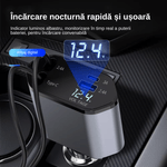 Laptop, Telefoane si Tablete - Telefoane mobile si accesorii - Accesorii Telefoane - Incarcatoare telefoane - Incarcator Auto 4 in 1 Multifunctional, Incarcare Rapida, Incarcare Simultana, Auto-Reglabil, Design cu 2 Cabluri - Infinity.ro