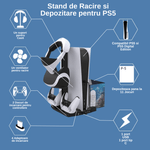 PC, gaming si accesorii - Gaming - Accesorii gaming - Accesorii console gaming - Stand Racire PS5, LUDORA®, Vertical, Multifunctional, Cu 2 Porturi de Incarcare Controllere, Suport Casti, 11 Sloturi - Infinity.ro