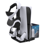 PC, gaming si accesorii - Gaming - Accesorii gaming - Accesorii console gaming - Stand Racire PS5, LUDORA®, Vertical, Multifunctional, Cu 2 Porturi de Incarcare Controllere, Suport Casti, 11 Sloturi - Infinity.ro