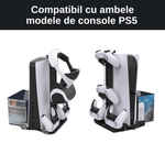 PC, gaming si accesorii - Gaming - Accesorii gaming - Accesorii console gaming - Stand Racire PS5, LUDORA®, Vertical, Multifunctional, Cu 2 Porturi de Incarcare Controllere, Suport Casti, 11 Sloturi - Infinity.ro