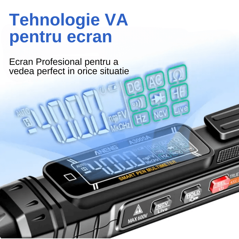 Casa si Gradina - Electrice - Accesorii electrice - Aparate de masura si control - Multimetru Digital LUDORA®,3 in 1, Display Digital, Detectare NCV, 0.8-600V, Lanterna Incorporata, Functii Multiple - Infinity.ro