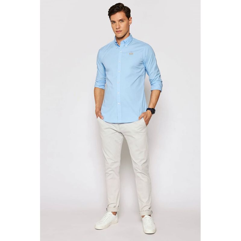 Fashion, accesorii si bijuterii - Barbati - Imbracaminte - Camasi barbati - Camasa La Martina Slim fit cu logo brodat CCMC02, M INTL, Albastru - Infinity.ro