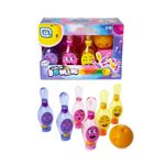 Jucarii, Copii si Bebe - Jucarii si jocuri - Jucarii & jocuri educative - Jucarii interactive - Set bowling Grafix cu LED-uri, roz, galben, mov, Light Up Bowling, R05-0707-PINK - Infinity.ro