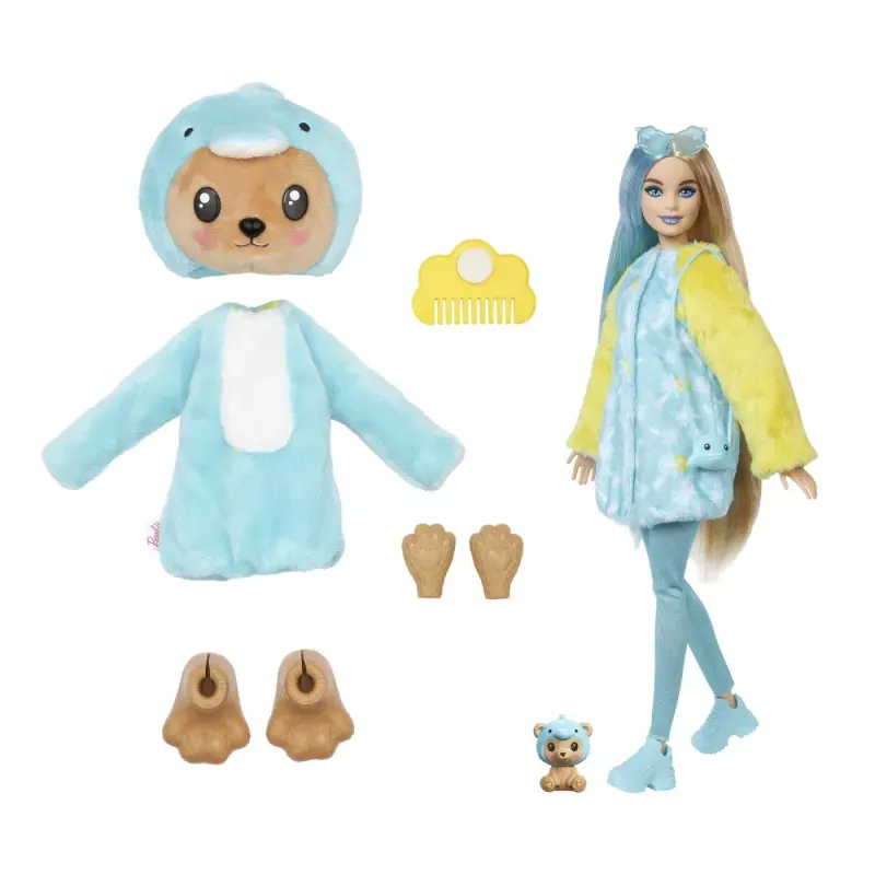 Jucarii, Copii si Bebe - Jucarii si jocuri - Papusi si accesorii - Papusi - Papusa Barbie Cutie Reveal Delfin Urs, 10 surprize - Infinity.ro
