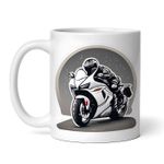 Casa si Gradina - Bucatarie si vesela - Cani si pahare - Cani si cesti - Cana alba personalizata, Motociclist viteza, INOVATIX®. 330ml - Infinity.ro