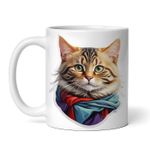 Casa si Gradina - Bucatarie si vesela - Cani si pahare - Cani si cesti - Cana alba personalizata, Pisica Pixie bob cu esarfa, INOVATIX®. 330ml - Infinity.ro