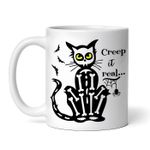 Casa si Gradina - Bucatarie si vesela - Cani si pahare - Cani si cesti - Cana alba personalizata, Pisica schelet Creep t real, INOVATIX®. 330ml - Infinity.ro