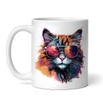 Casa si Gradina - Bucatarie si vesela - Cani si pahare - Cani si cesti - Cana alba personalizata, Pisica romantica cu ochelari de soare, INOVATIX®. 330ml - Infinity.ro