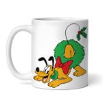 Casa si Gradina - Bucatarie si vesela - Cani si pahare - Cani si cesti - Cana alba personalizata, Pluto si decoratiunile de craciun, INOVATIX®. 330ml - Infinity.ro