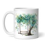 Casa si Gradina - Bucatarie si vesela - Cani si pahare - Cani si cesti - Cana alba personalizata, Leaganul din copacul albastru, INOVATIX®. 330ml - Infinity.ro