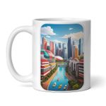 Casa si Gradina - Bucatarie si vesela - Cani si pahare - Cani si cesti - Cana alba personalizata, Orasul Singapore canale, INOVATIX®. 330ml - Infinity.ro