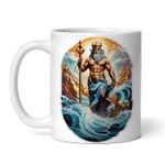 Casa si Gradina - Bucatarie si vesela - Cani si pahare - Cani si cesti - Cana alba personalizata, Zeul grec Poseidon cu coroana si sceptru, INOVATIX®. 330ml - Infinity.ro