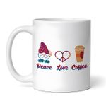 Casa si Gradina - Bucatarie si vesela - Cani si pahare - Cani si cesti - Cana alba personalizata, Gnomul peace love coffee, INOVATIX®. 330ml - Infinity.ro