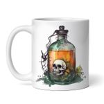 Casa si Gradina - Bucatarie si vesela - Cani si pahare - Cani si cesti - Cana alba personalizata, Halloween  Sticla cu potiune magica cu craniu si frunze, INOVATIX®. 330ml - Infinity.ro